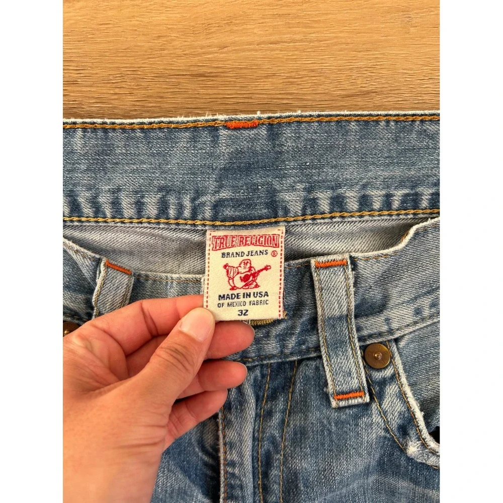 VTG y2k True Religion straight leg lightwash denim jeans horseshoe flap pocket‎